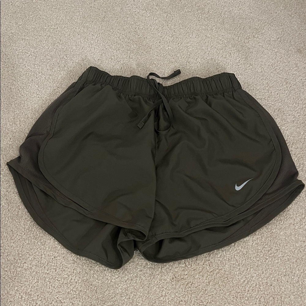 Nike Women's Olive Dri-FIT Athletic Shorts with Drawstring